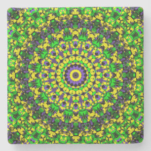 Trippy Groovy Retro Hippie Kleurrijke Mandala Art Stenen Onderzetter