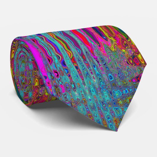 Trippy Hemelblauw Abstract Retro Atoomgolven Stropdas (Opgerold)