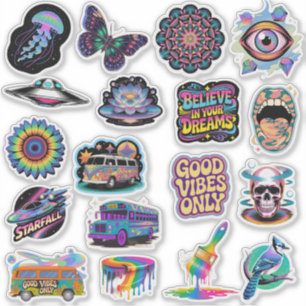 Trippy Hippie Kunst op maat gesneden vinyl sticker