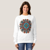 Trippy hippie psychedelic groovy paddenstoel trui (Voorkant volledig)