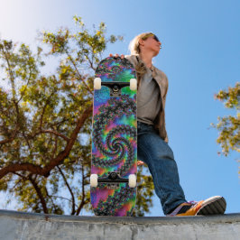Trippy Hippie Psychedelic Rainbow Spiral Fractal Skateboard