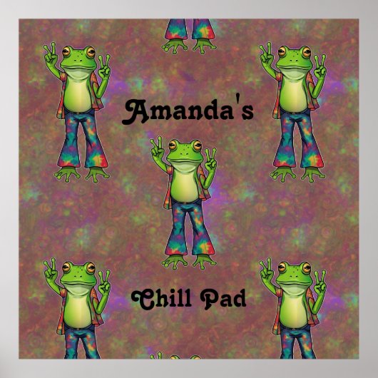 Trippy Hippie Psychedelische Kikker Vrede Retro Cu Poster (Voorkant)