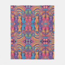 Trippy Hippy Katten Levendige Kleur Psychedelic