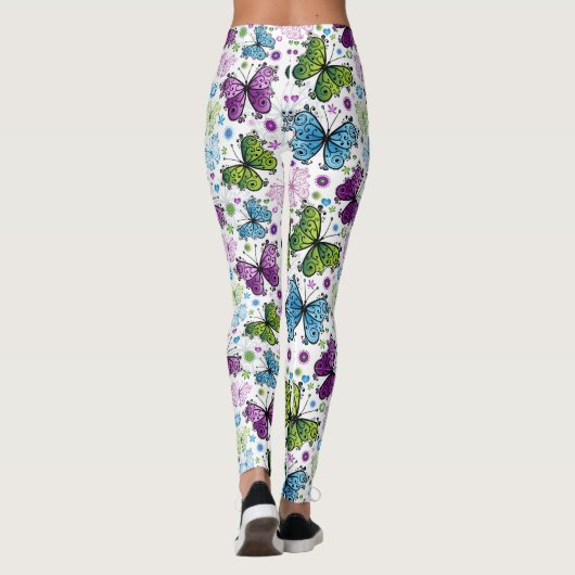 Trippy Hippy Retro Butterfly Leggings (Achterkant)