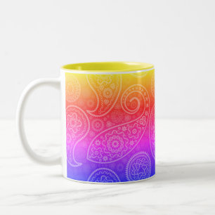 Trippy Hippy Retro Paisley Two-Tone Coffee Mok