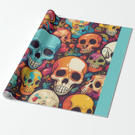 Trippy Hippy Schedel Kleurrijke Patroon Psychedeli Cadeaupapier