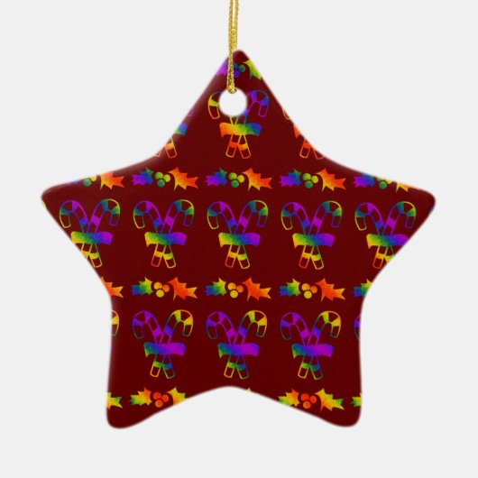 Trippy Holly Canes Keramisch Ornament (Voorkant)