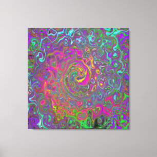 Trippy Hot Pink Abstract Retro Liquid Swirl Canvas Afdruk