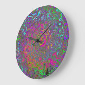 Trippy Hot Pink Abstract Retro Liquid Swirl Grote Klok (Hoek)