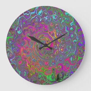 Trippy Hot Pink Abstract Retro Liquid Swirl Grote Klok