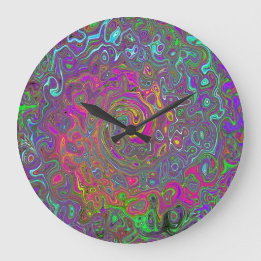 Trippy Hot Pink Abstract Retro Liquid Swirl Grote Klok (Voorkant)