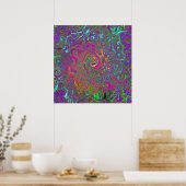 Trippy Hot Pink Abstract Retro Liquid Swirl Poster (Keuken)