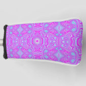 Trippy Hot Pink en Aqua Blue Abstract Patroon Golfheadcover (Voorkant)