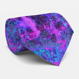 Trippy Hot Pink en Blue Impressionistic Landscape Stropdas