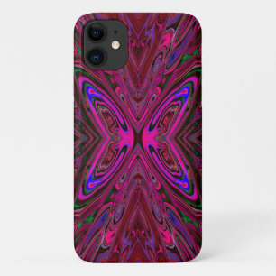 Trippy Hot Pink, Red en Blue Abstracte Butterfly iPhone 11 Hoesje