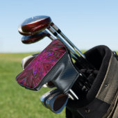 Trippy Hot Pink, Red en Blue Abstracte Butterfly Golfheadcover (Insitu)