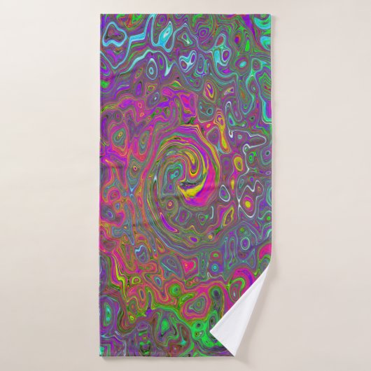 Trippy Hot rose Abstrait Retro Liquid Swirl (Serviette de bain)