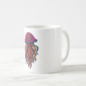 Trippy Jellyfish Mug – Neon Sea Vibes (Devant droit)