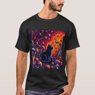 Trippy Kat Abstract Psychedelische Kunst T-shirt