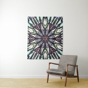Trippy kleurrijk bloemontwerp wandkleed