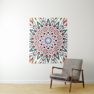 Trippy kleurrijk bloemontwerp wandkleed