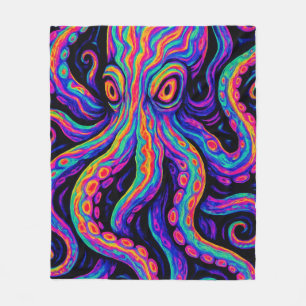 Trippy Kleurrijke Octopus Fleece Deken