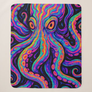 Trippy Kleurrijke Octopus Sherpa Deken