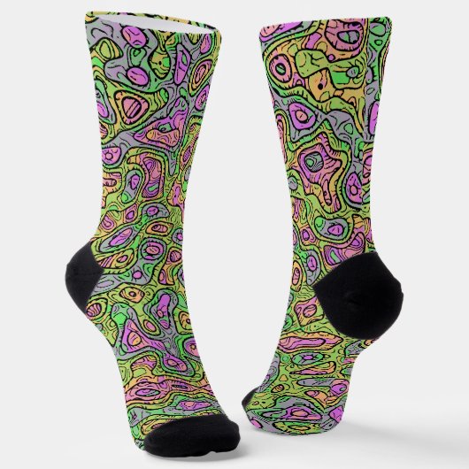 Trippy Kleurrijke Sock Blobben Sokken (Gebogen)