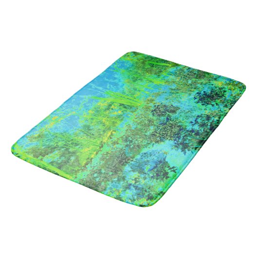 Trippy Lime Green en Blue Garden Landscape Badmat (Gekanteld)