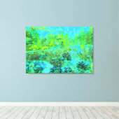 Trippy Lime Green en Blue Garden Landscape Canvas Afdruk (Insitu (Houten vloer))
