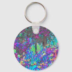 Trippy Lime Green en Paarse Garden Sunrise Sleutelhanger