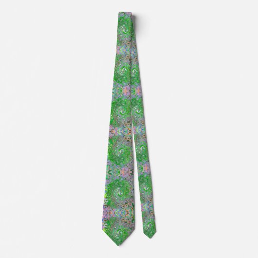 Trippy Lime Green en roze Abstract Retro Swirl Stropdas (Voorkant)