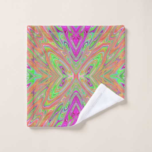 Trippy Lime Vert et Orange Papillon Abstrait (Gant de toilette)