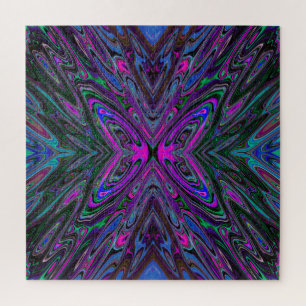 Trippy Magenta, Blauwe en Groene Abstracte Vlinder Legpuzzel