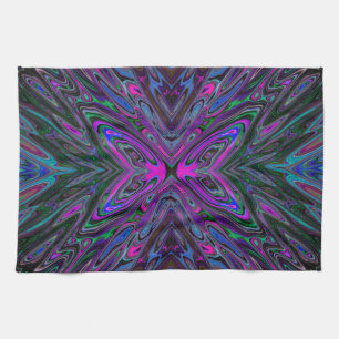 Trippy Magenta, Blue en Green Abstracte Butterfly Theedoek