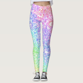 Trippy Maximalist Groovy Boho Bold Rainbow Marble Leggings