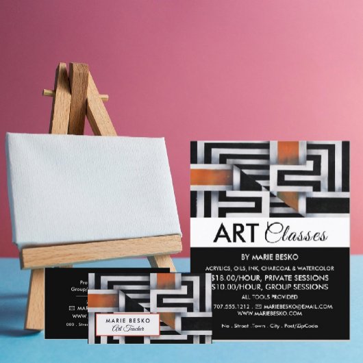 Trippy Maze Pattern, Art Class Adverteren Flyer