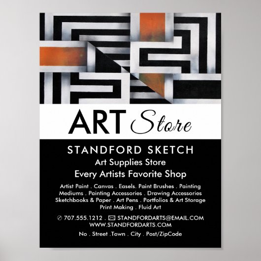 Trippy Maze Pattern, Art Supplies Store Poster (Voorkant)