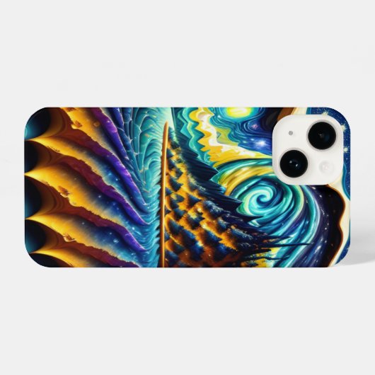 Trippy mountian sky illusion ai generated iPhone hoesje (Achterkant horizontaal)