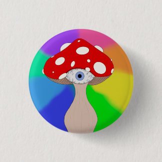 Trippy Mushroom Canvas tas Ronde Button 3,2 Cm