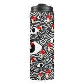 Trippy Mushroom Travel Mug - Funky Eye Design Cup Thermosbeker (Voorkant)
