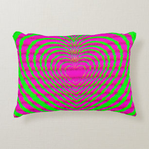 Trippy Neon Pink Green Hypnotic Heart Love Patroon Accent Kussen