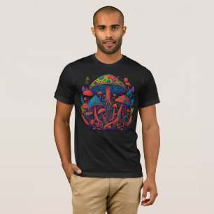 Trippy Neon Psychedelische Paddenstoel T-Shirt