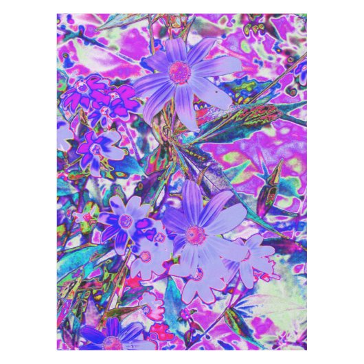 Trippy Paars en Magenta kleurrijke wilde bloemen Tafelkleed (Voorkant)