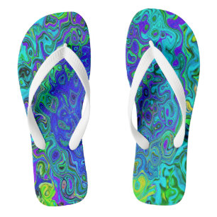 Trippy Paarsblauwe Abstracte Retro Vloeibare Draai Teenslippers