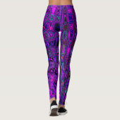 Trippy Paarse en zwarte Retro Atomic Waves Leggings (Achterkant)