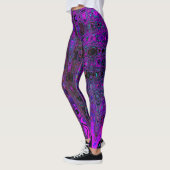 Trippy Paarse en zwarte Retro Atomic Waves Leggings (Links)