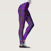 Trippy Paarse en zwarte Retro Atomic Waves Leggings (Rechts)