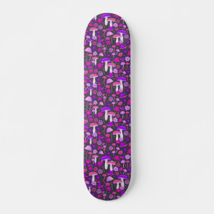 Trippy-paddenstoelen Paars, roze en zwart Skateboard