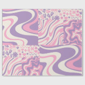 Trippy Patchwork Collage Retro Modern Patroon Roze Cadeaupapier (Vlak)